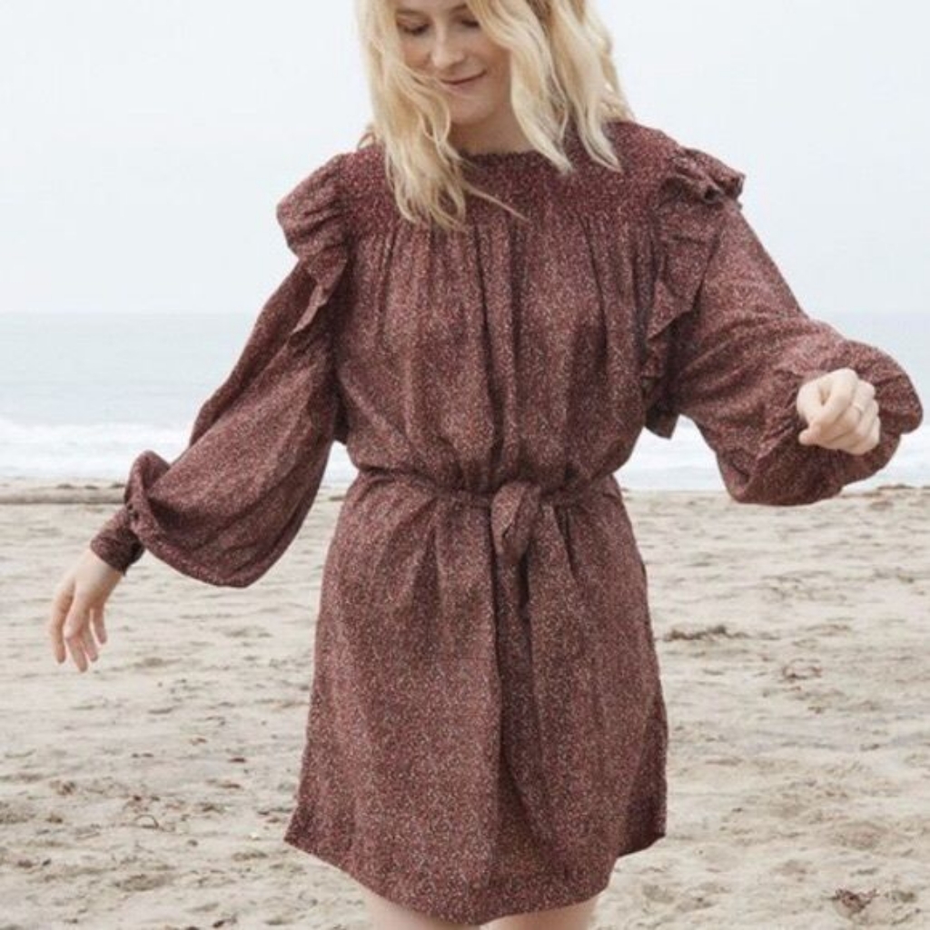 Doen Oliver Dress In Rust Ditzy Floral